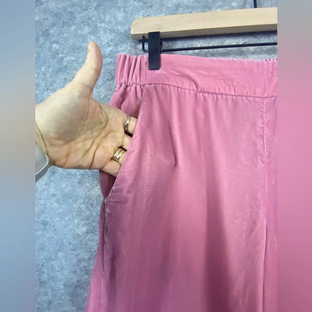 J. Crew Velvet Pants 10‎ Pink High Waist Comfy Casual Loungewear Pockets Pull On